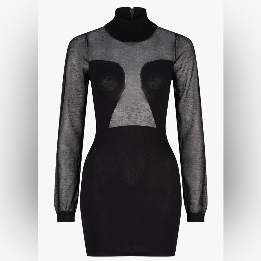 Atoir Roma Dress - Chic Black Mesh Long Sleeve Dress - Picture 4 of 12